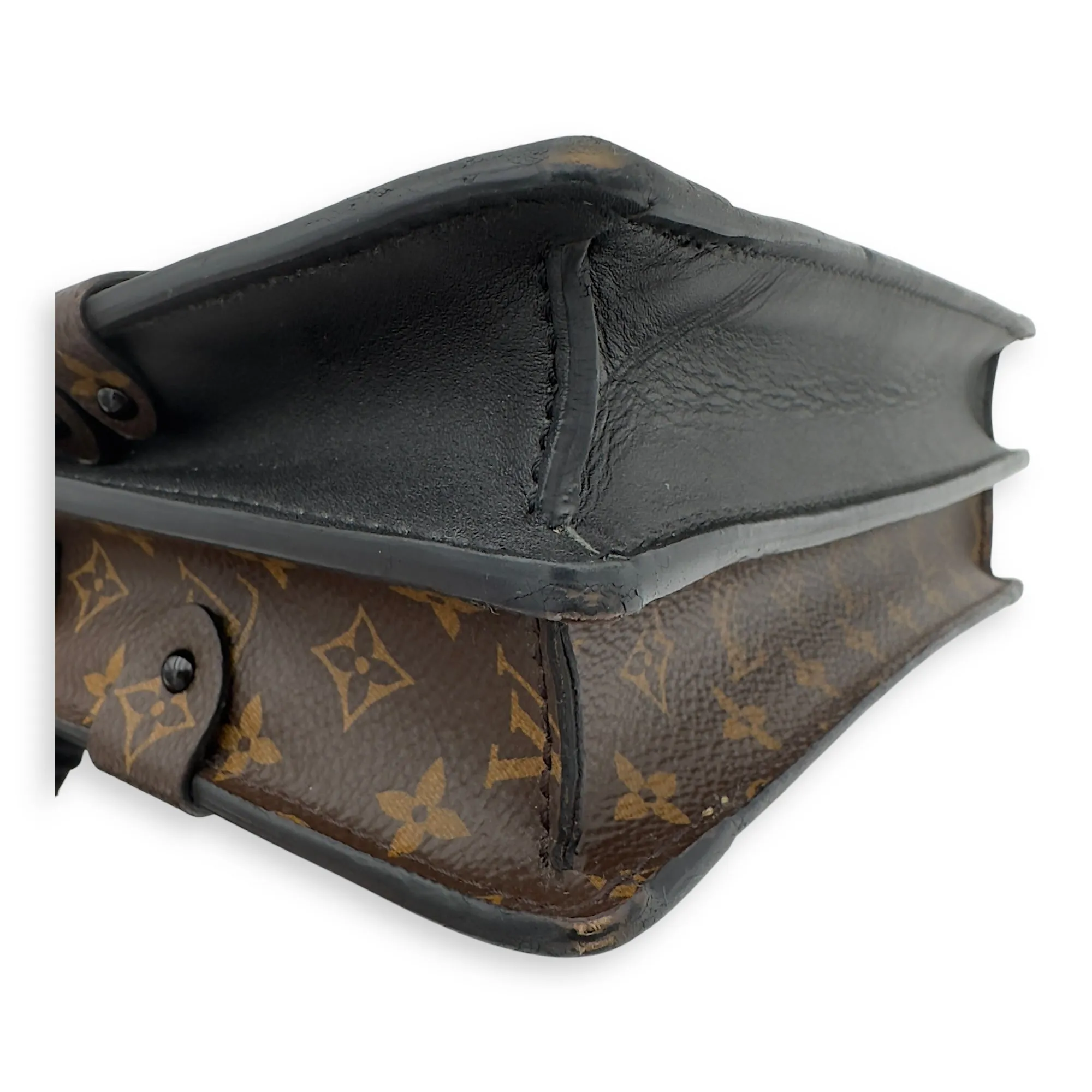 Trunk Clutch 2 Way Brown Crossbody Bag in Coated Canvas, Gold hardware