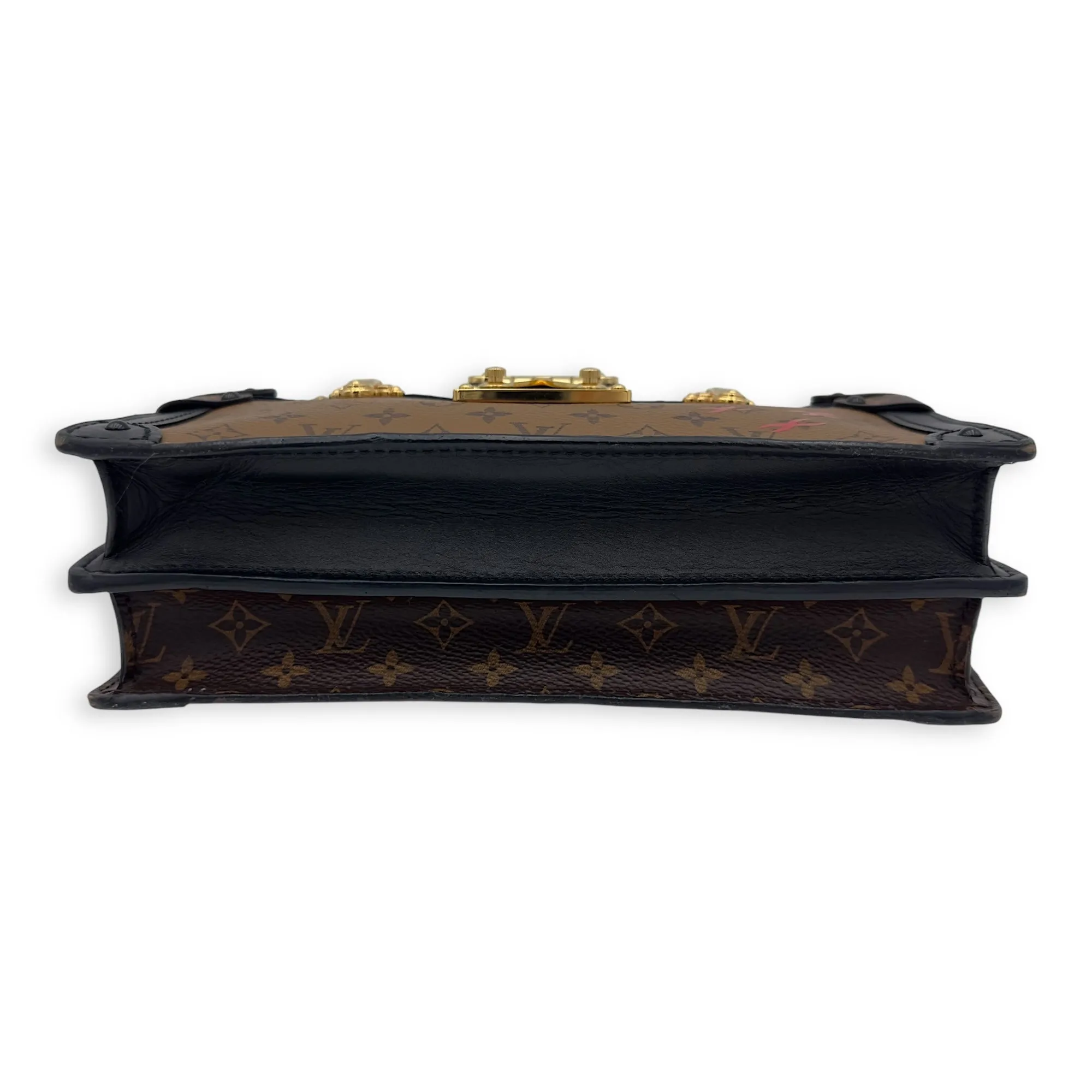 Trunk Clutch 2 Way Brown Crossbody Bag in Coated Canvas, Gold hardware