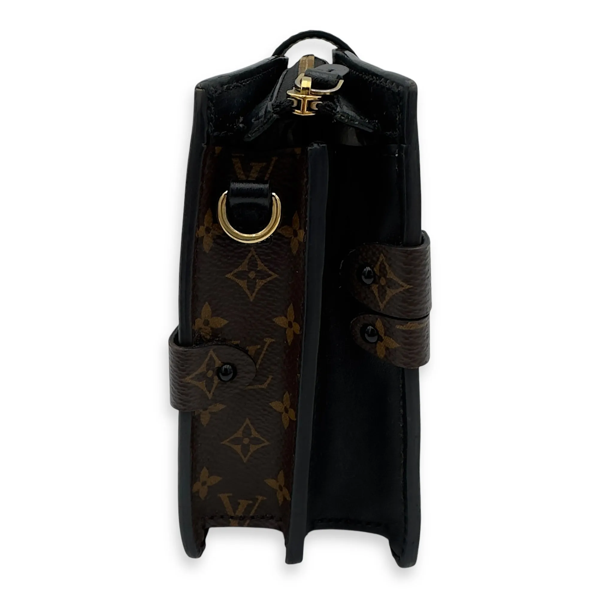 Trunk Clutch 2 Way Brown Crossbody Bag in Coated Canvas, Gold hardware