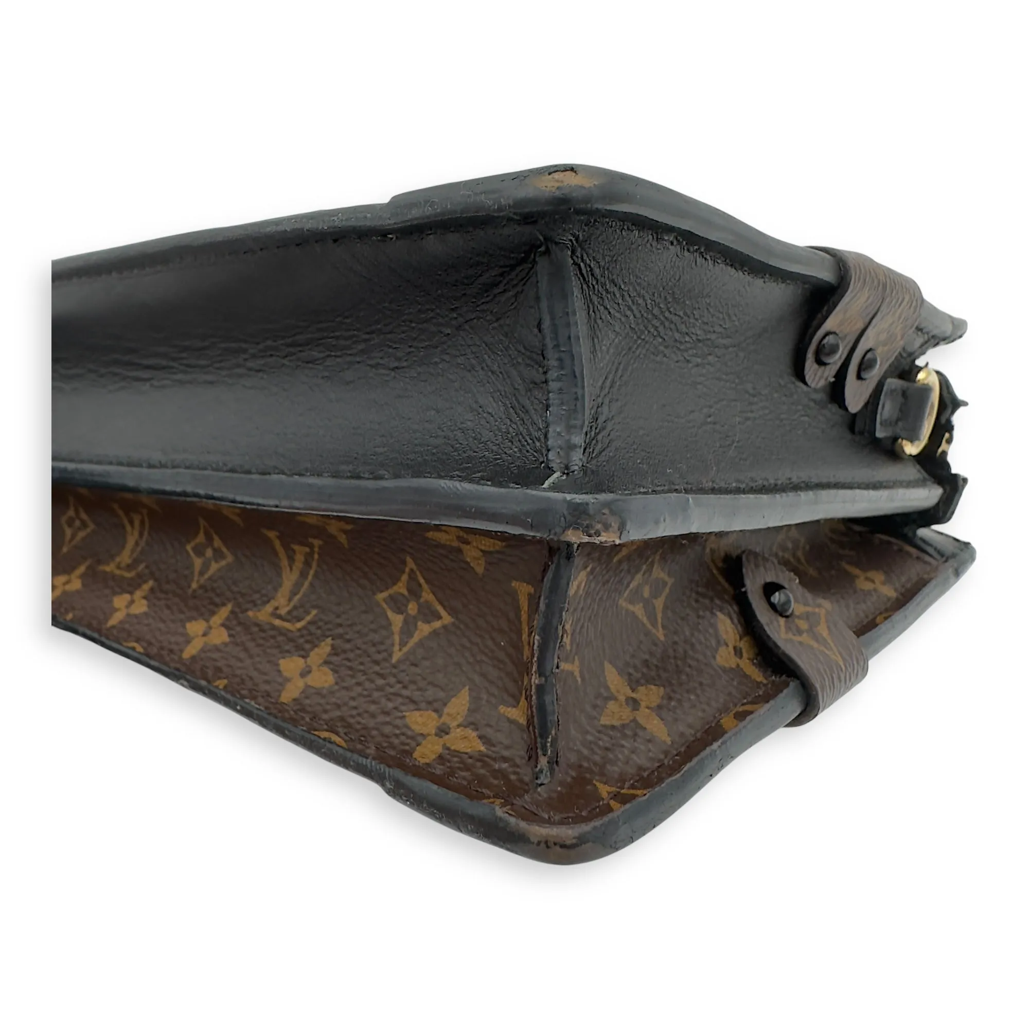 Trunk Clutch 2 Way Brown Crossbody Bag in Coated Canvas, Gold hardware
