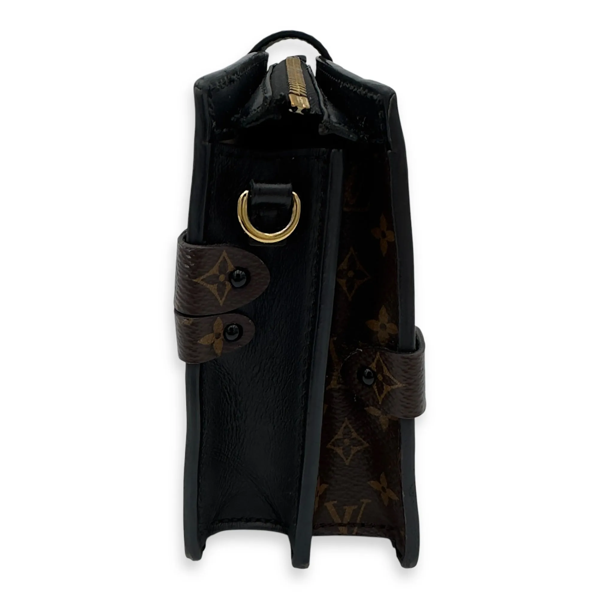 Trunk Clutch 2 Way Brown Crossbody Bag in Coated Canvas, Gold hardware