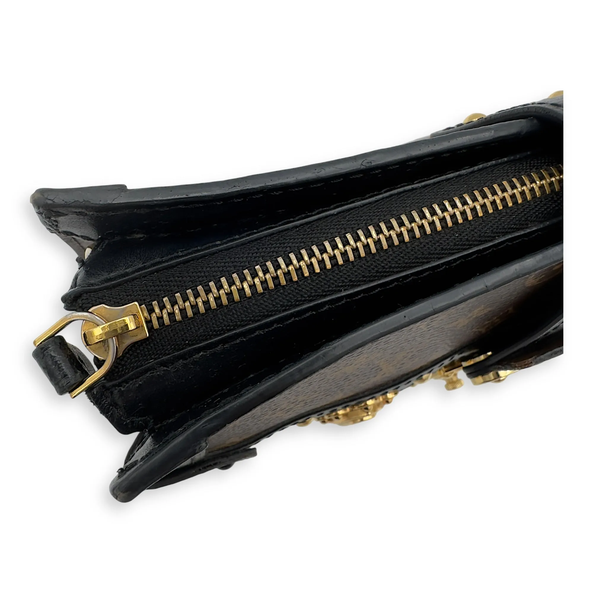 Trunk Clutch 2 Way Brown Crossbody Bag in Coated Canvas, Gold hardware