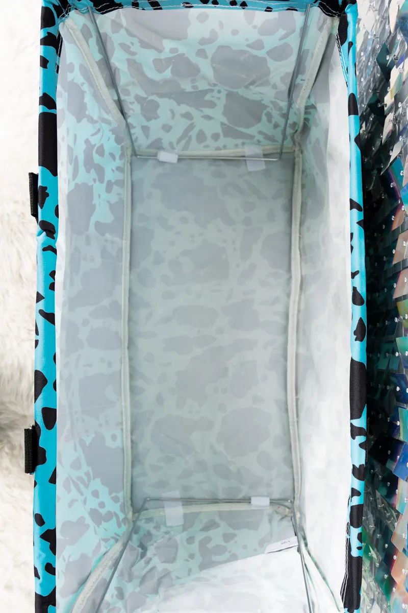 Turquoise Milkin' It Collapsible Haul-It-All Basket with Mesh Pockets