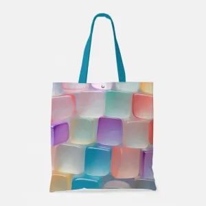Unisex Geometric 3D Square Printed Fabric Bag with Interior Pocket