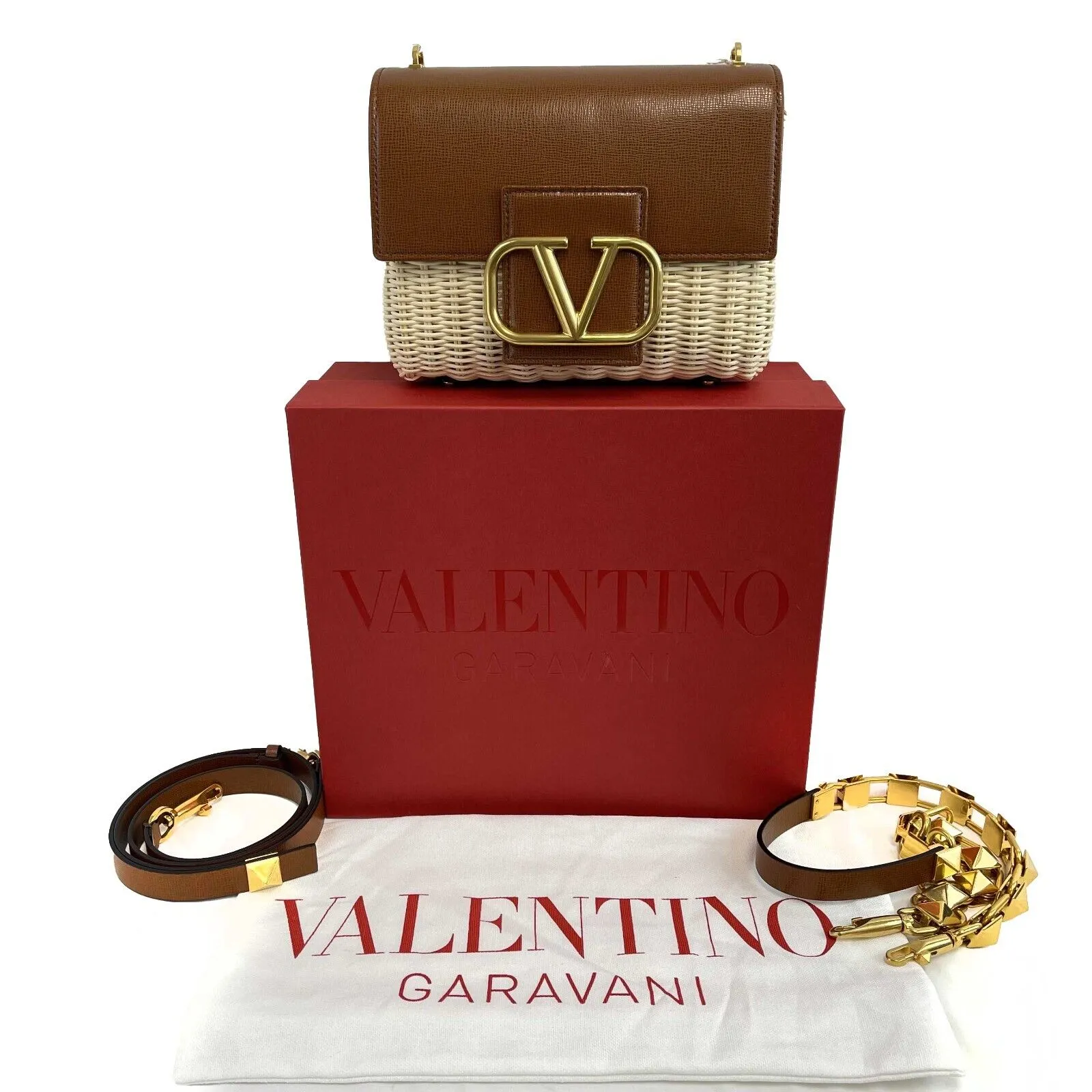 Valentino Garavani - NEW Stud Sign Wicker Shoulder Bag w/ Removable Strap