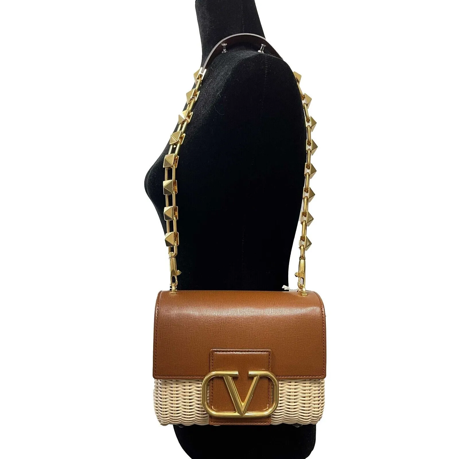 Valentino Garavani - NEW Stud Sign Wicker Shoulder Bag w/ Removable Strap