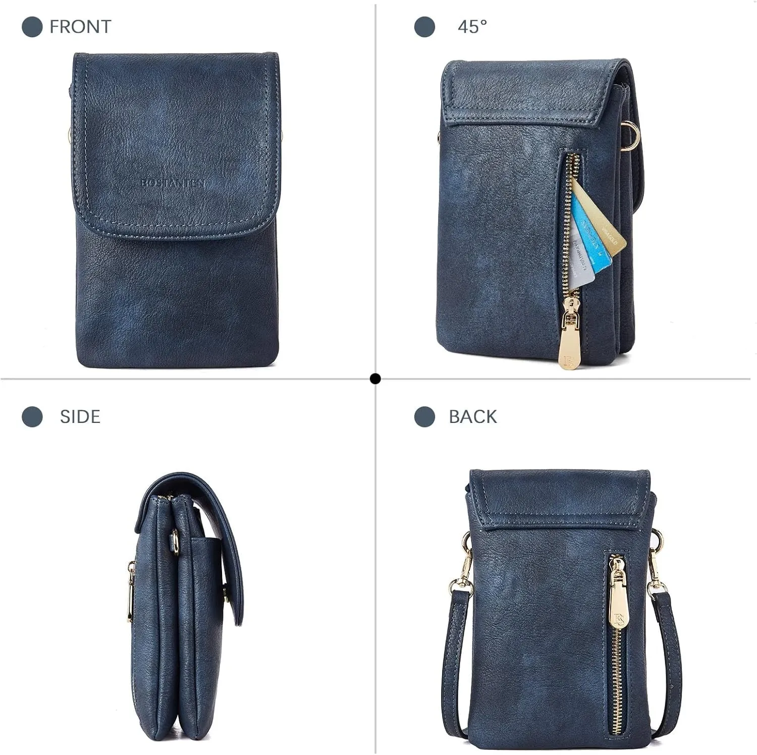Vegan Leather Crossbody Bags for Women, Designer Cell Phone Bag with Adjustable Strap