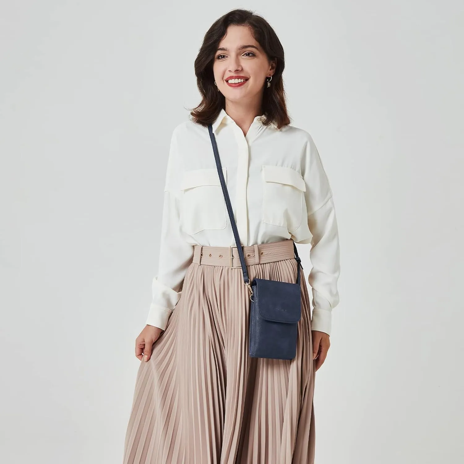 Vegan Leather Crossbody Bags for Women, Designer Cell Phone Bag with Adjustable Strap