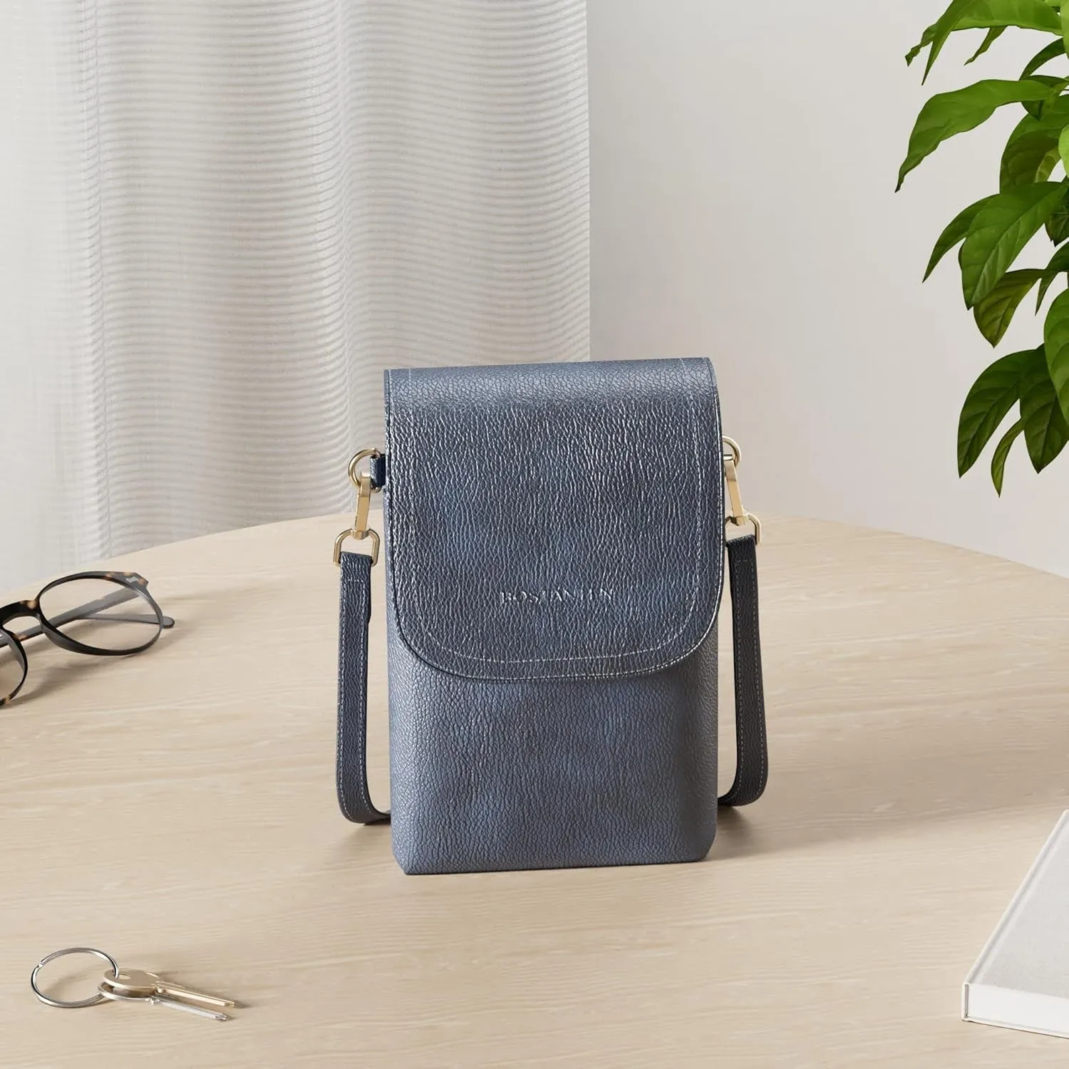 Vegan Leather Crossbody Bags for Women, Designer Cell Phone Bag with Adjustable Strap