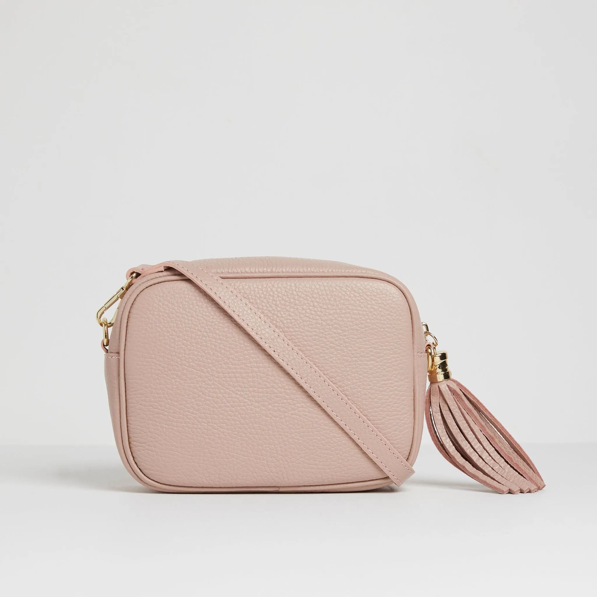 Verona Crossbody Tassel Blush Bag with Dark Leopard Strap