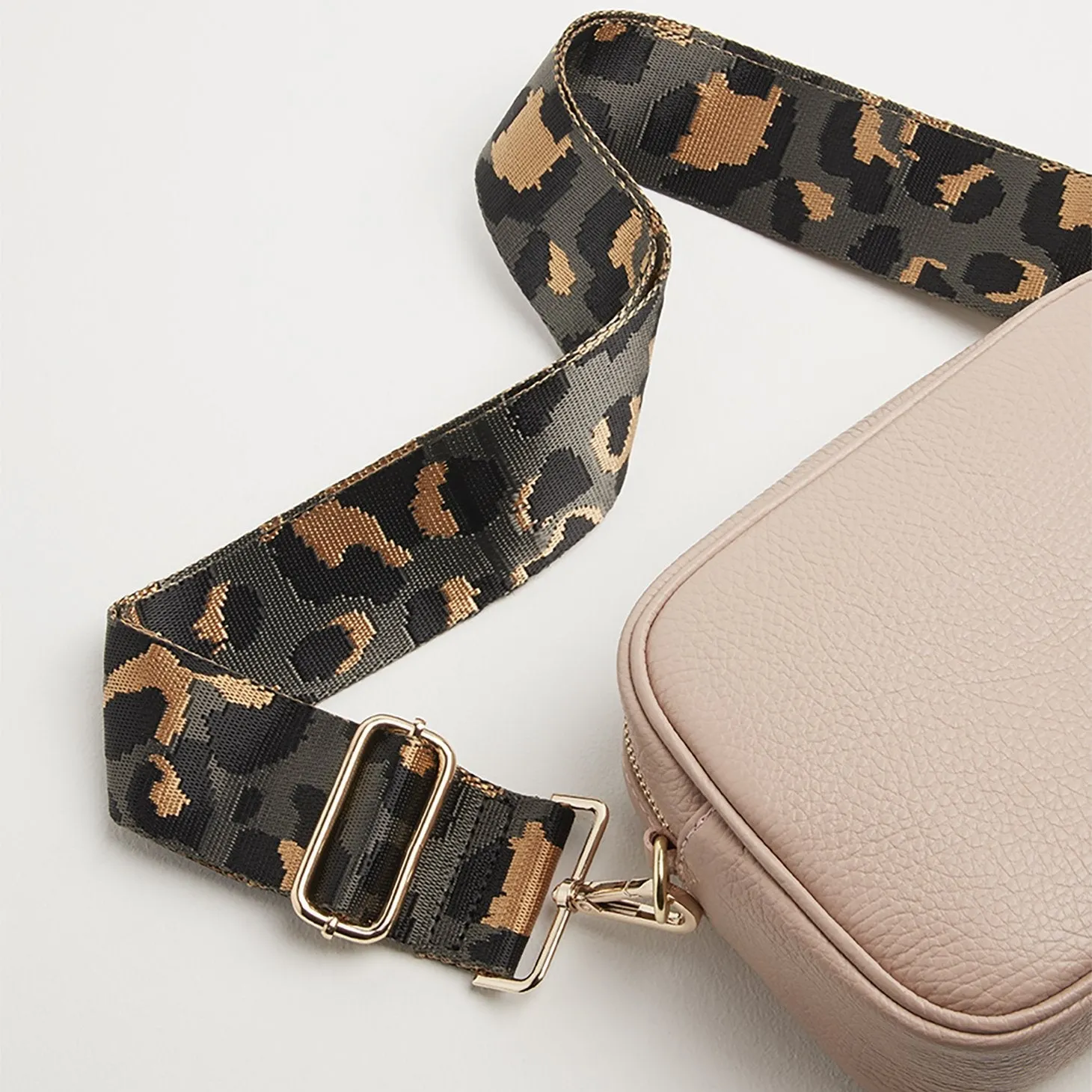 Verona Crossbody Tassel Blush Bag with Dark Leopard Strap