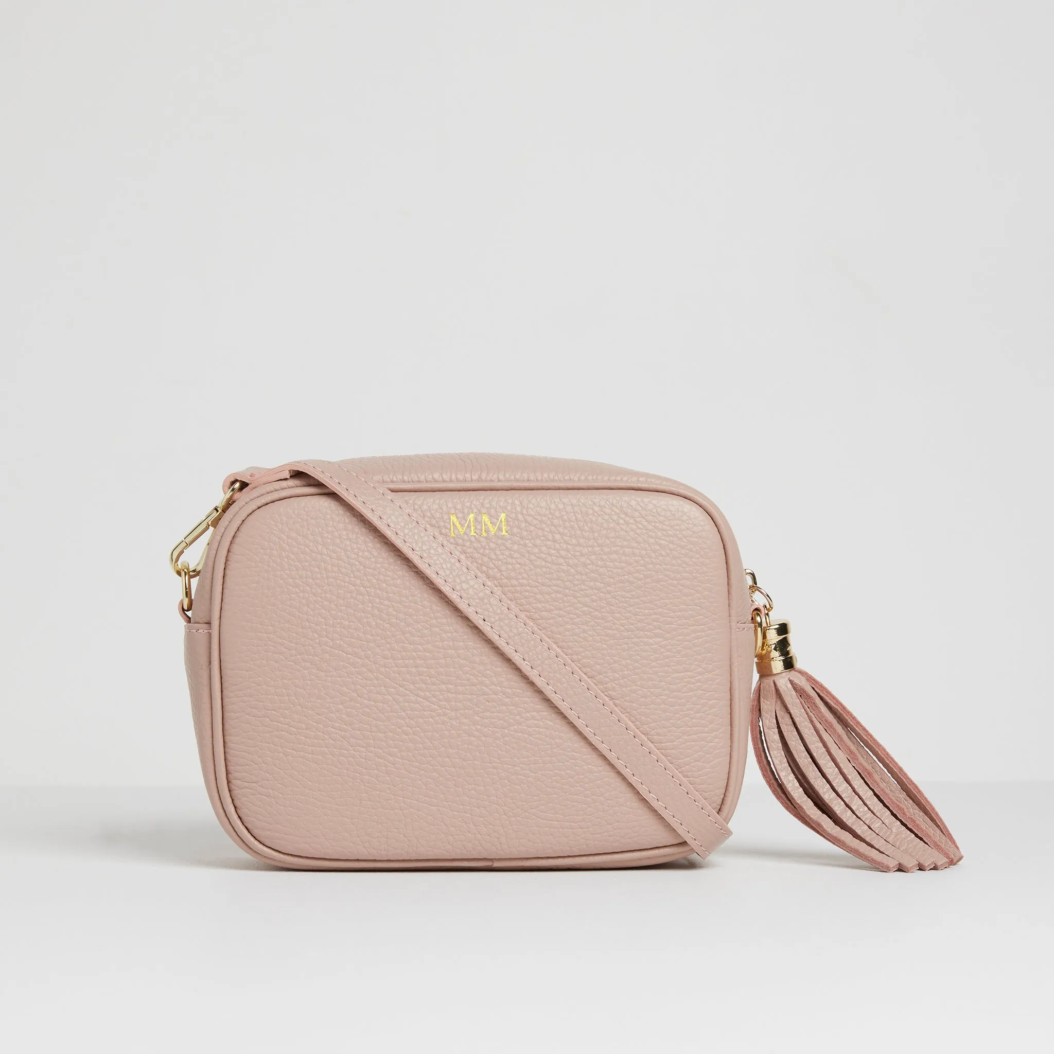 Verona Crossbody Tassel Blush Bag with Pastel Boho Strap