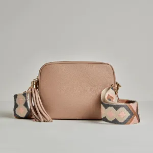 Verona Crossbody Tassel Blush Bag with Pastel Boho Strap