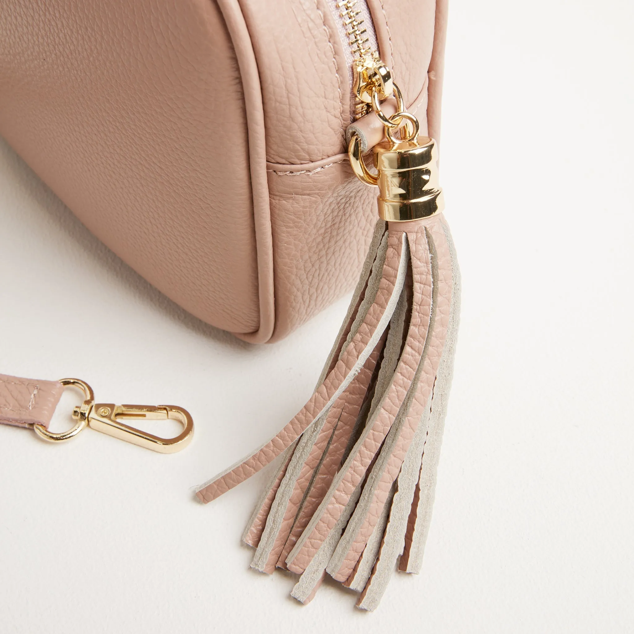 Verona Crossbody Tassel Blush Bag with Pastel Boho Strap