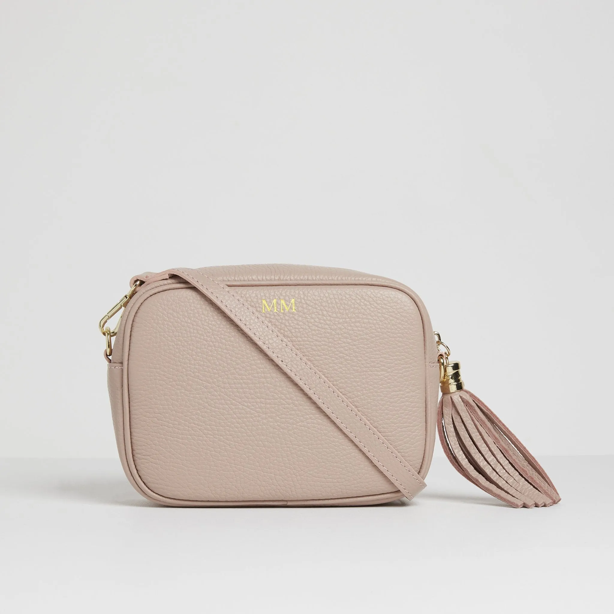 Verona Crossbody Tassel Blush Bag with Snake Print Strap