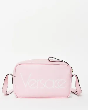 Versace Pink Leather Logo Camera Crossbody Bag