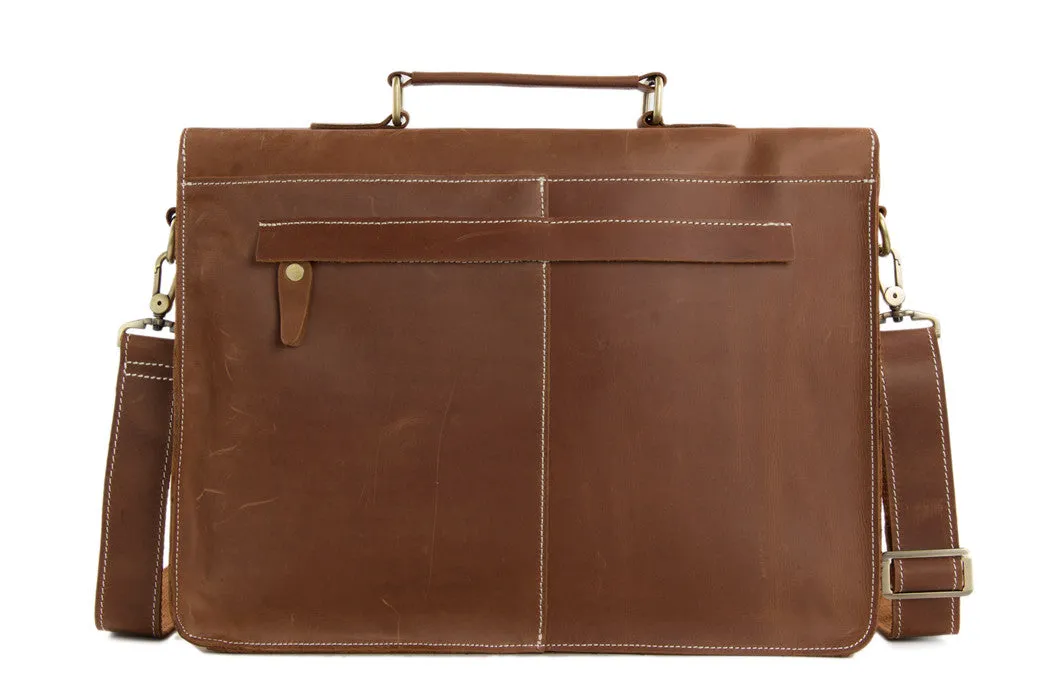 Vintage Brown Leather Briefcase, Men Messenger Bag, Laptop Bag 7035B-1