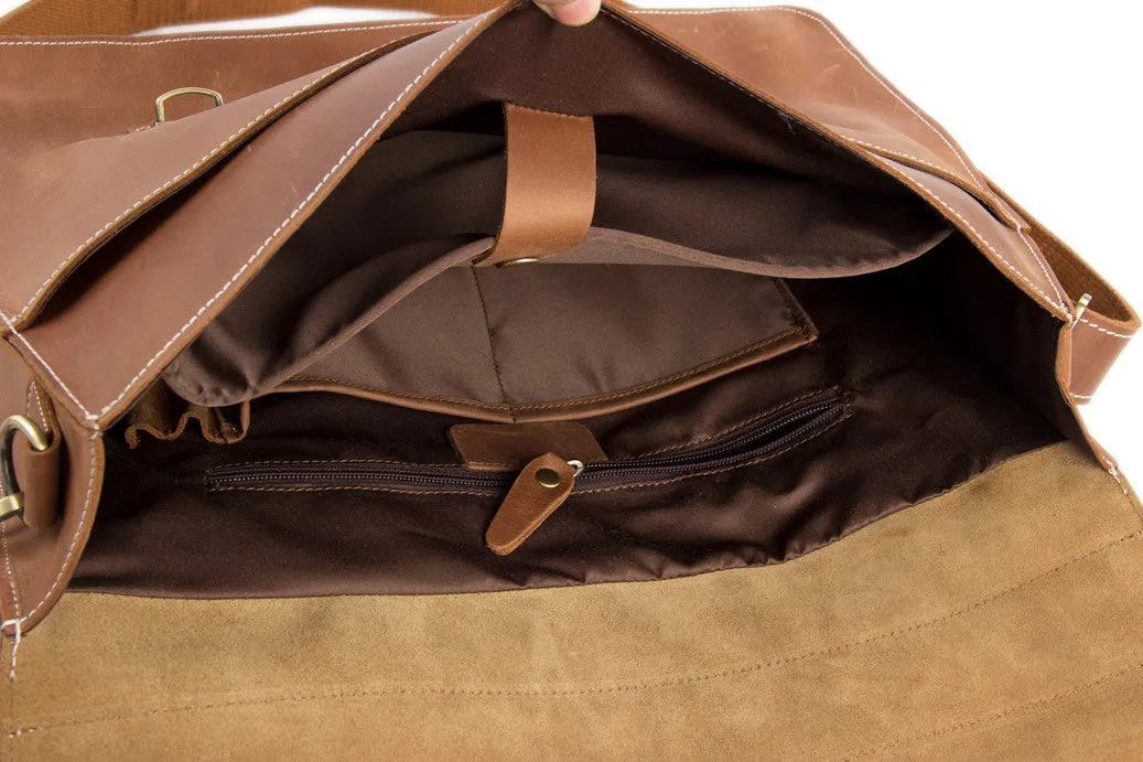 Vintage Brown Leather Briefcase, Men Messenger Bag, Laptop Bag 7035B-1