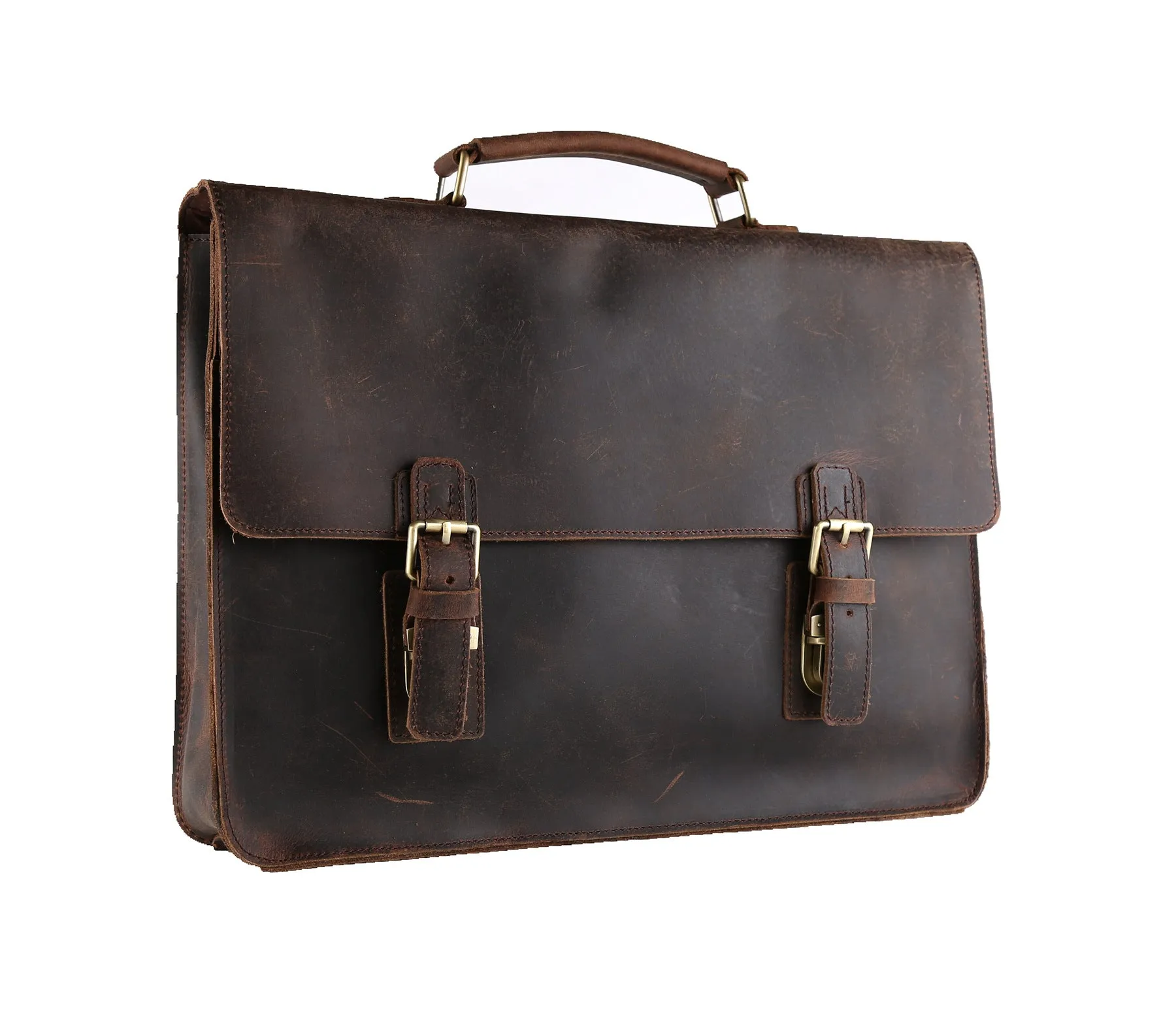 Vintage Brown Leather Briefcase, Men Messenger Bag, Laptop Bag 7035B-1
