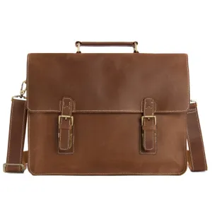 Vintage Brown Leather Briefcase, Men Messenger Bag, Laptop Bag 7035B-1