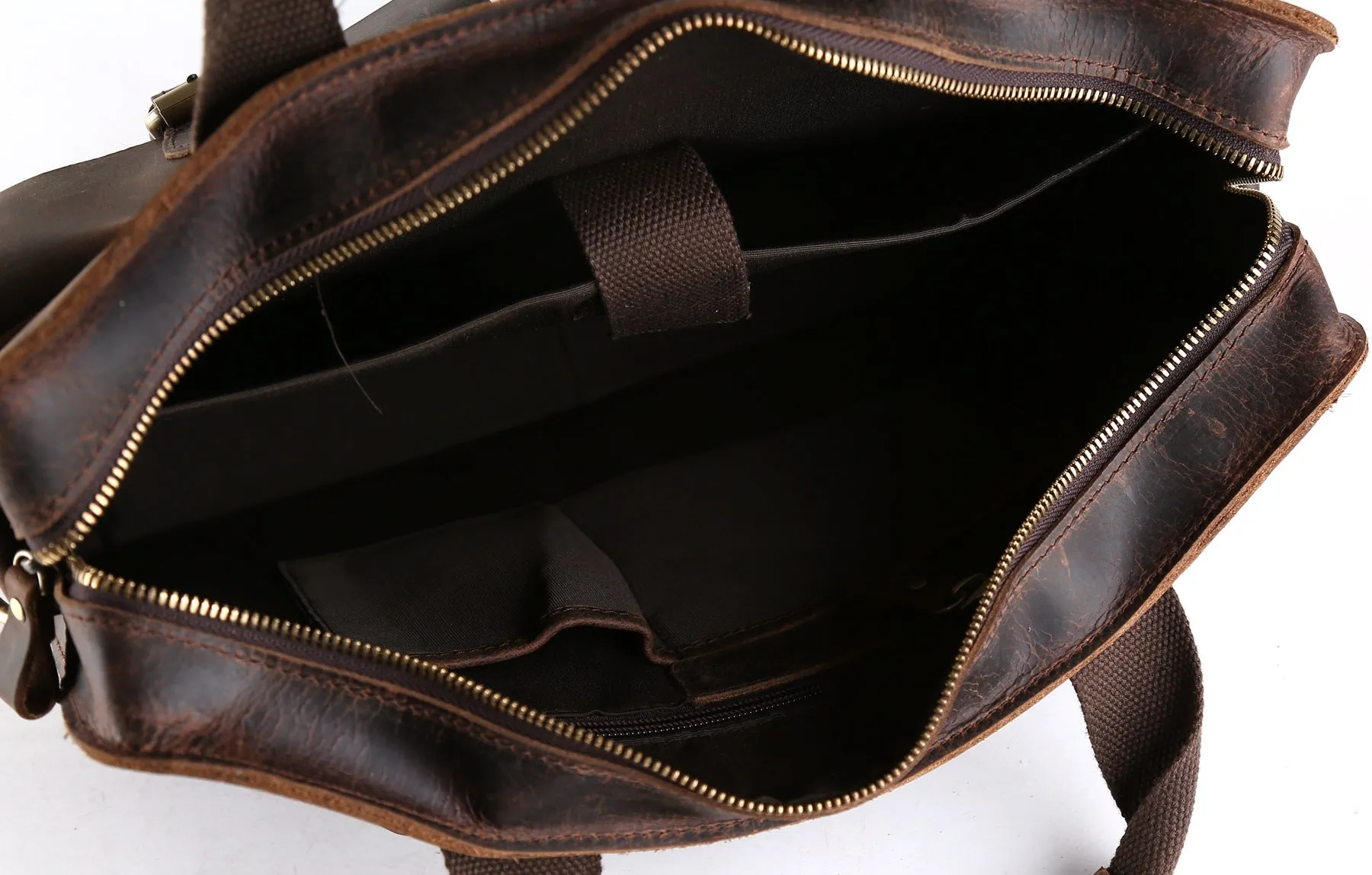 Vintage Brown Leather Briefcase, Men Messenger Bag, Laptop Bag 7035B-1