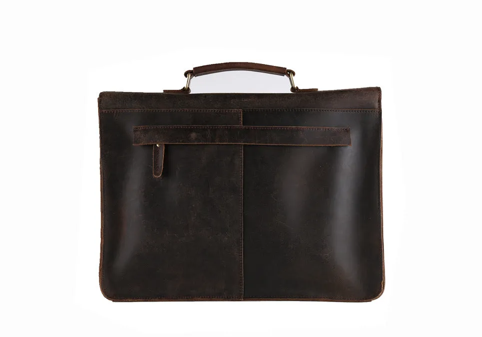 Vintage Brown Leather Briefcase, Men Messenger Bag, Laptop Bag 7035B-1