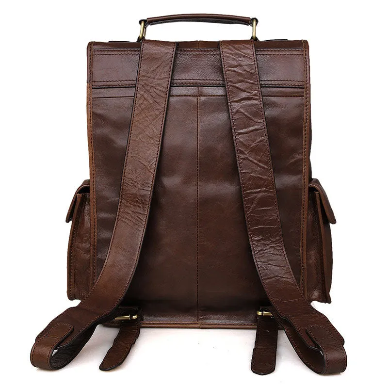 Vintage Full Grain Leather Backpack, Leather Travel Backpack, Leather Laptop Backpack For Men