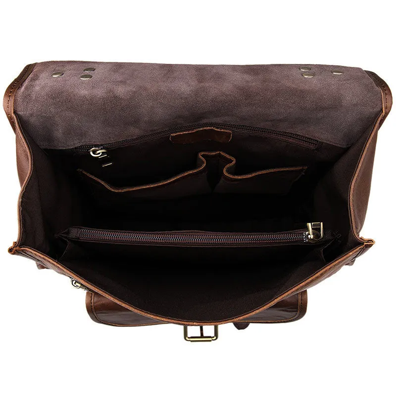 Vintage Full Grain Leather Backpack, Leather Travel Backpack, Leather Laptop Backpack For Men