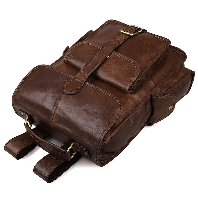 Vintage Full Grain Leather Backpack, Leather Travel Backpack, Leather Laptop Backpack For Men