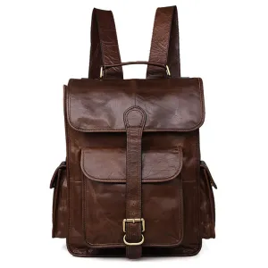 Vintage Full Grain Leather Backpack, Leather Travel Backpack, Leather Laptop Backpack For Men