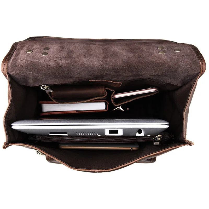 Vintage Full Grain Leather Backpack, Leather Travel Backpack, Leather Laptop Backpack For Men