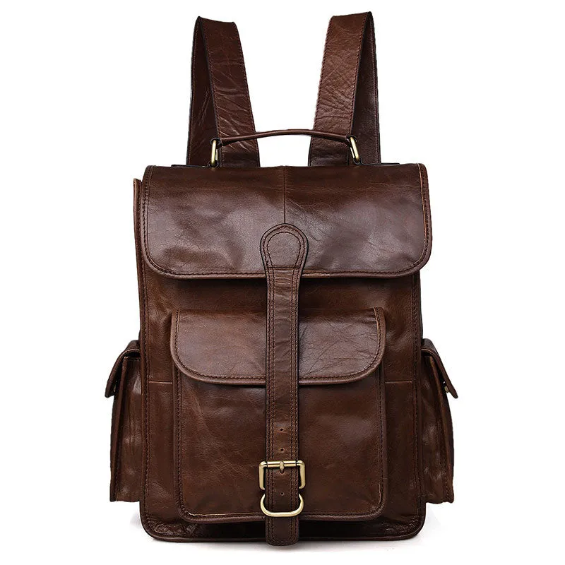 Vintage Full Grain Leather Backpack, Leather Travel Backpack, Leather Laptop Backpack For Men
