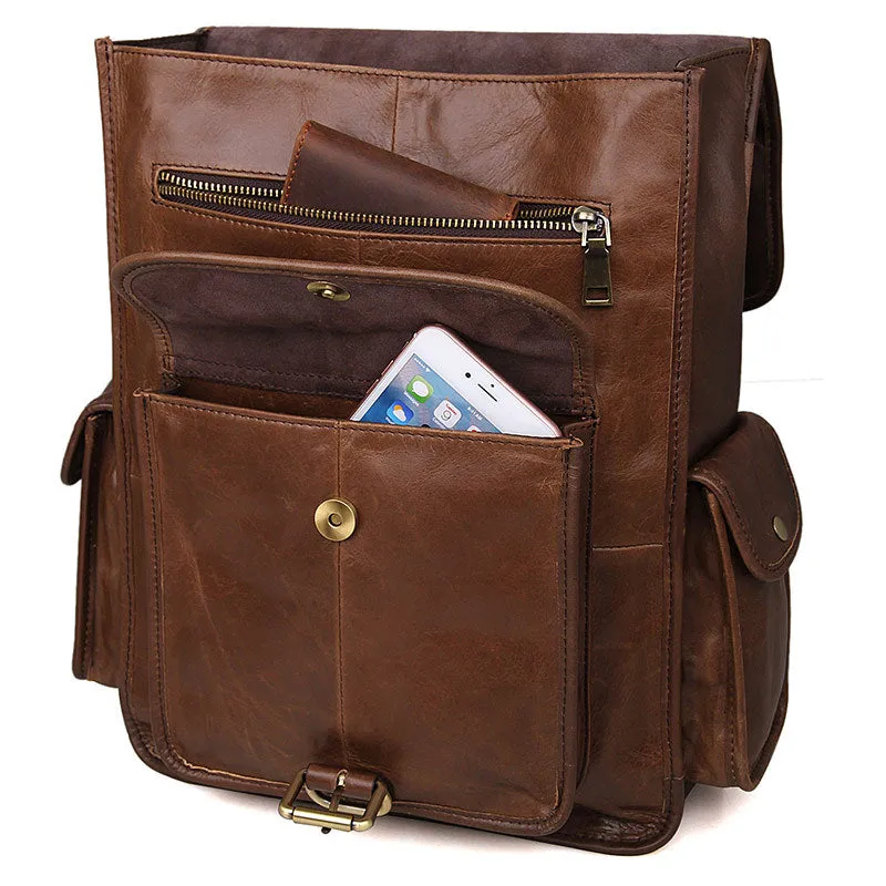 Vintage Full Grain Leather Backpack, Leather Travel Backpack, Leather Laptop Backpack For Men