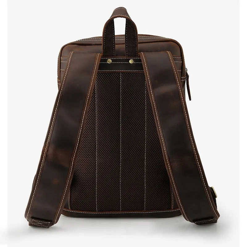 Vintage Leather Backpack Men Large