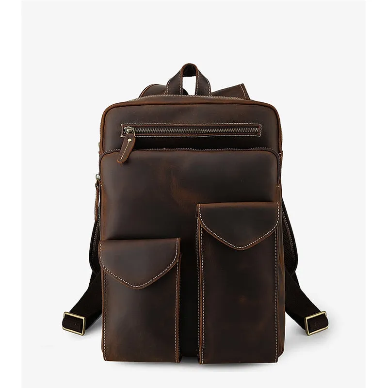Vintage Leather Backpack Men Large