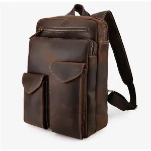 Vintage Leather Backpack Men Large
