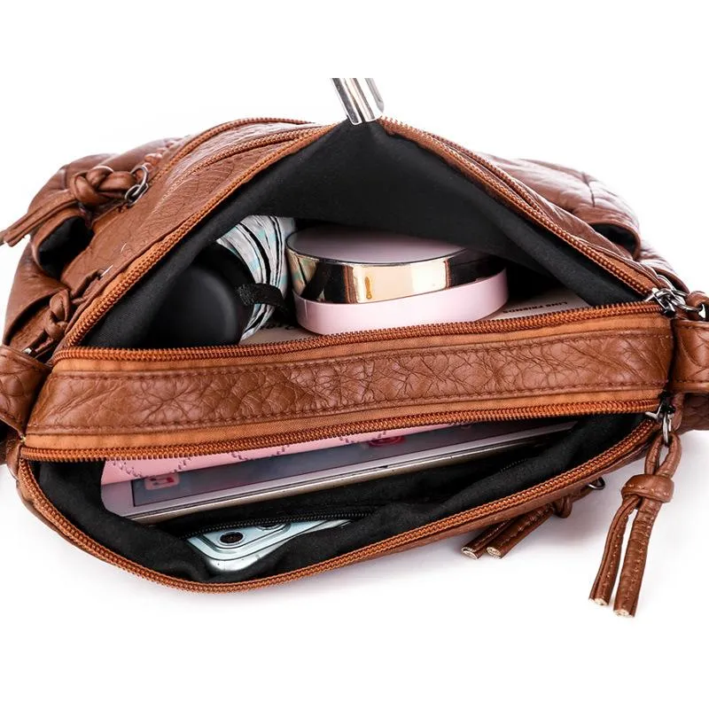 Vintage Style Soft Touch Textured Design Spacious Interior Adjustable Shoulder Strap Crossbody Bag