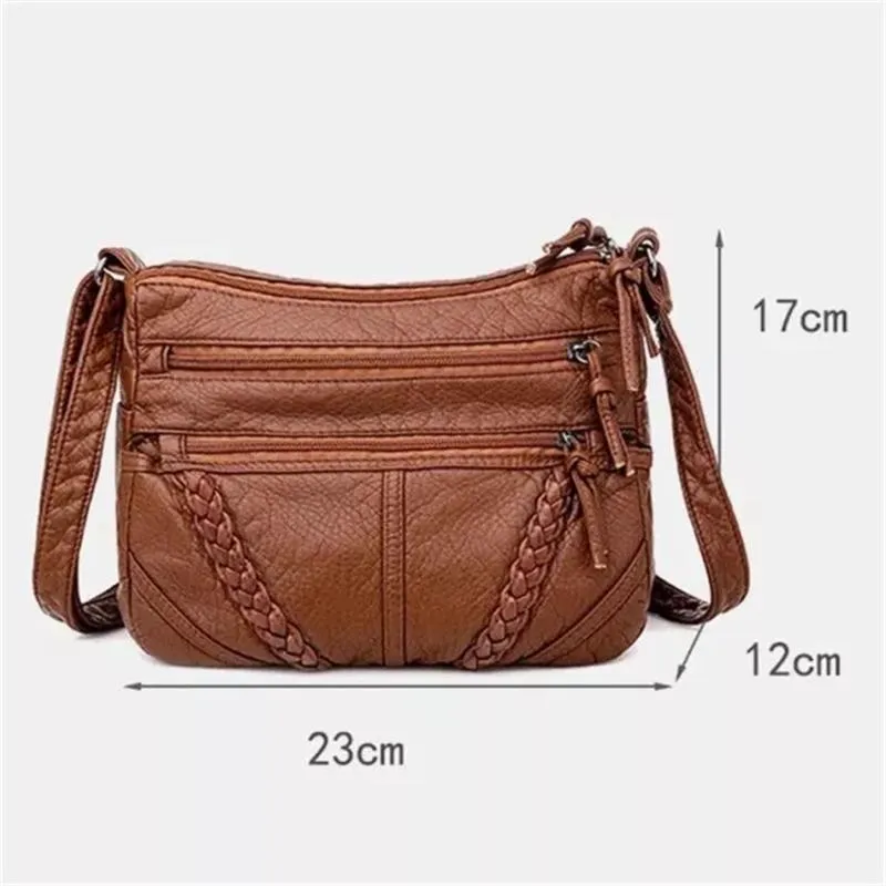 Vintage Style Soft Touch Textured Design Spacious Interior Adjustable Shoulder Strap Crossbody Bag