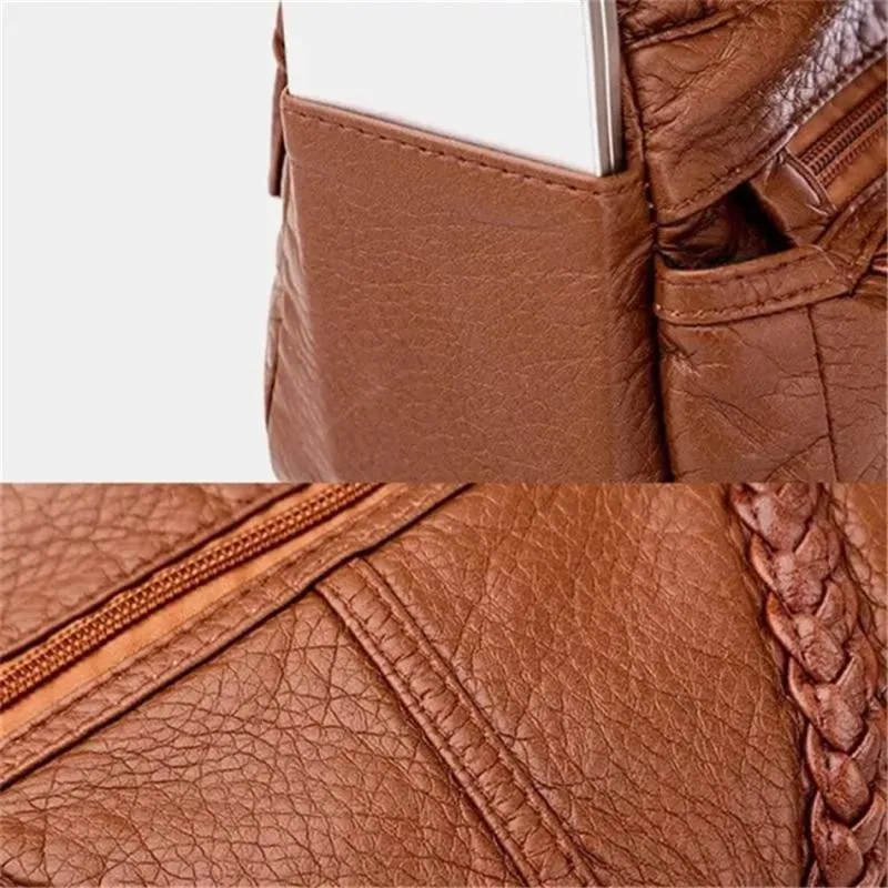 Vintage Style Soft Touch Textured Design Spacious Interior Adjustable Shoulder Strap Crossbody Bag