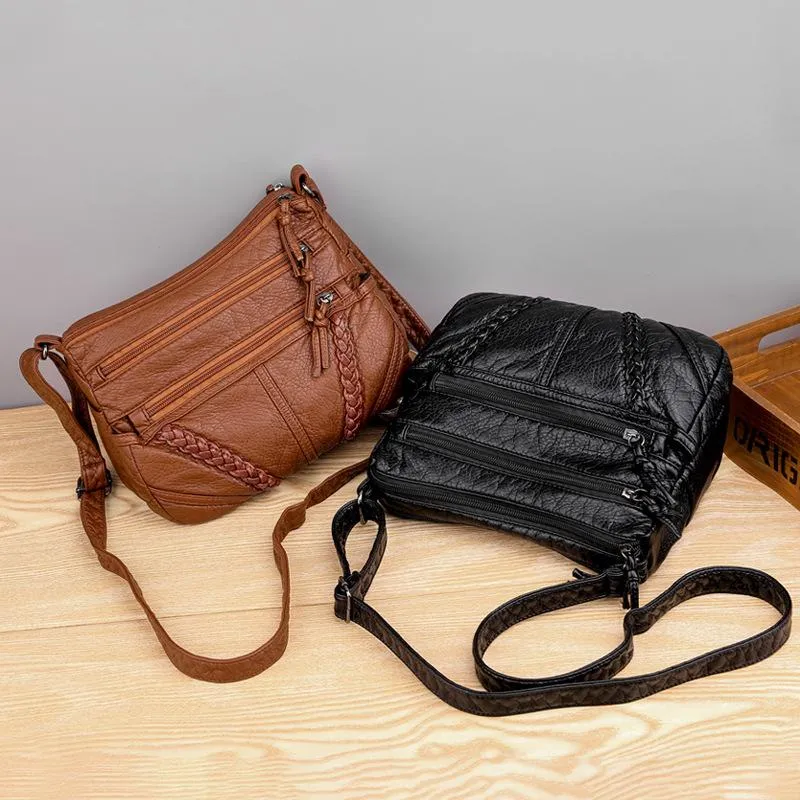 Vintage Style Soft Touch Textured Design Spacious Interior Adjustable Shoulder Strap Crossbody Bag