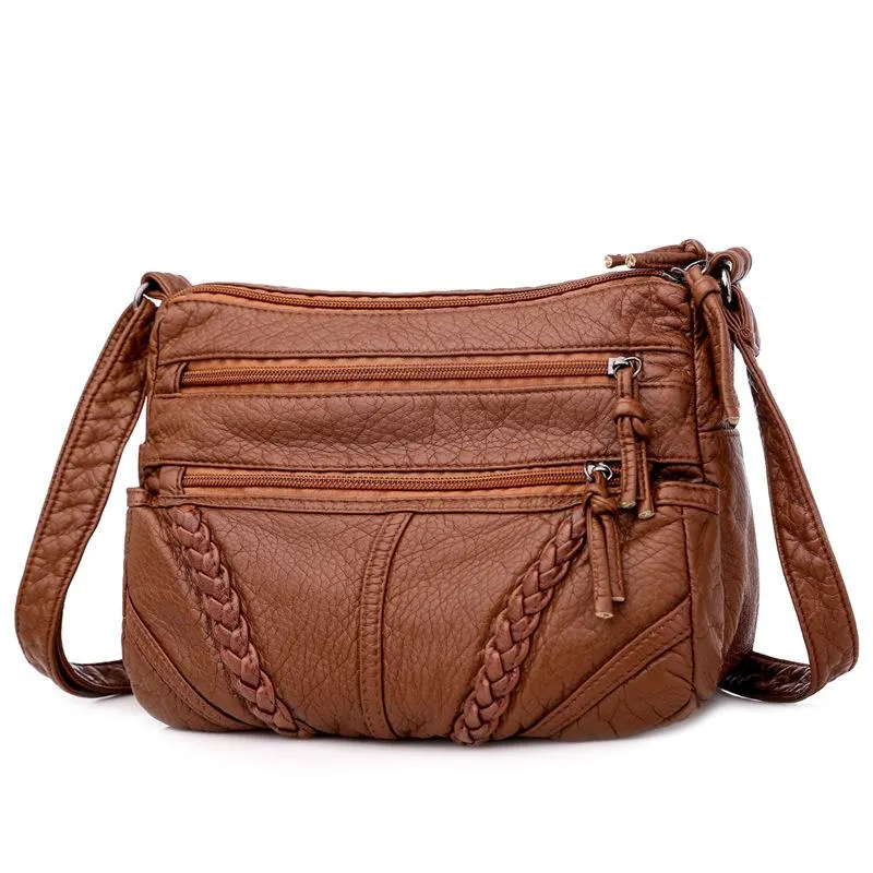 Vintage Style Soft Touch Textured Design Spacious Interior Adjustable Shoulder Strap Crossbody Bag