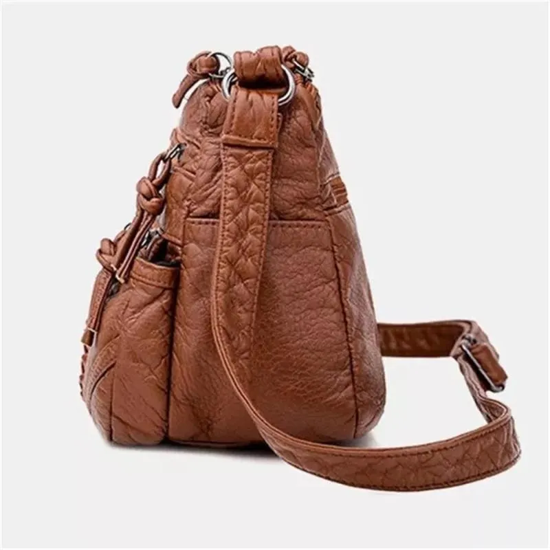 Vintage Style Soft Touch Textured Design Spacious Interior Adjustable Shoulder Strap Crossbody Bag