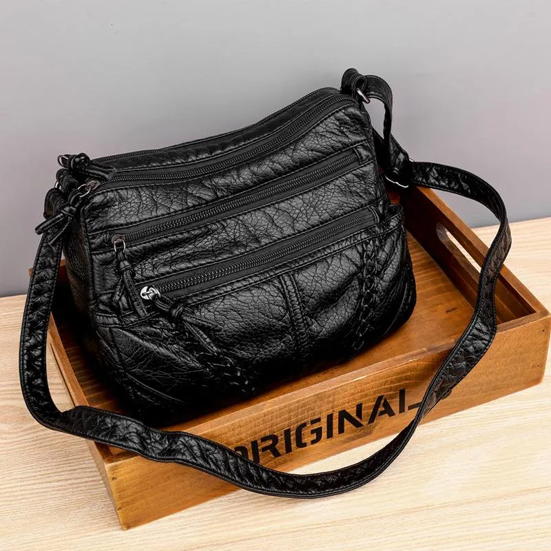 Vintage Style Soft Touch Textured Design Spacious Interior Adjustable Shoulder Strap Crossbody Bag