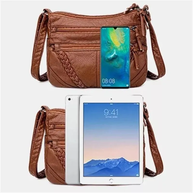 Vintage Style Soft Touch Textured Design Spacious Interior Adjustable Shoulder Strap Crossbody Bag