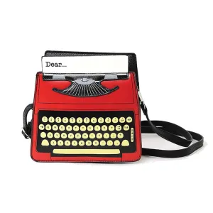 Vintage Typewriter Screen Print Vinyl Satchel Handbag