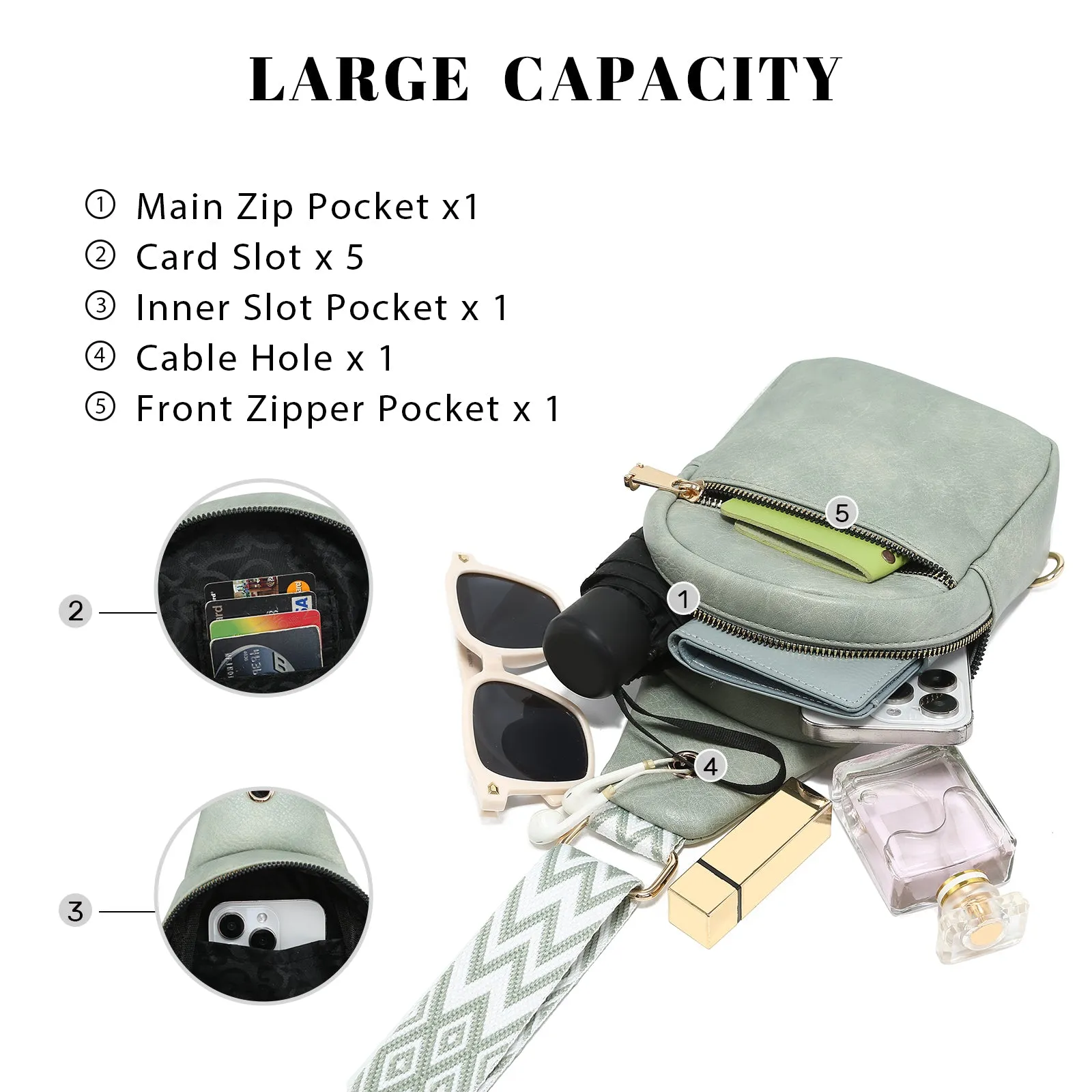 VONMAY Small Crossbody Bags for Women Sling Bag Purses Lightweight Chest Handbags Backpack for Hiking Cycling Work Travel