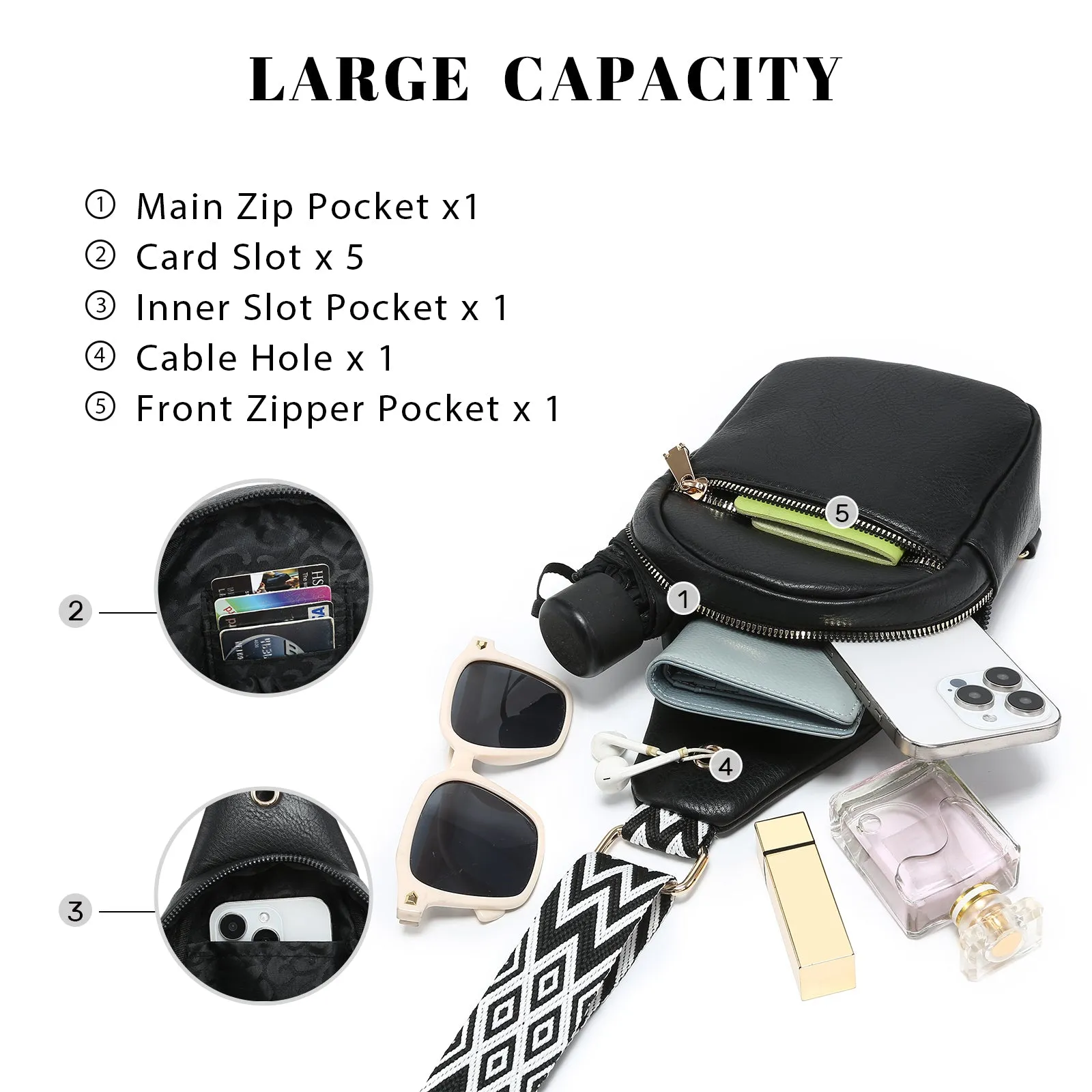 VONMAY Small Crossbody Bags for Women Sling Bag Purses Lightweight Chest Handbags Backpack for Hiking Cycling Work Travel