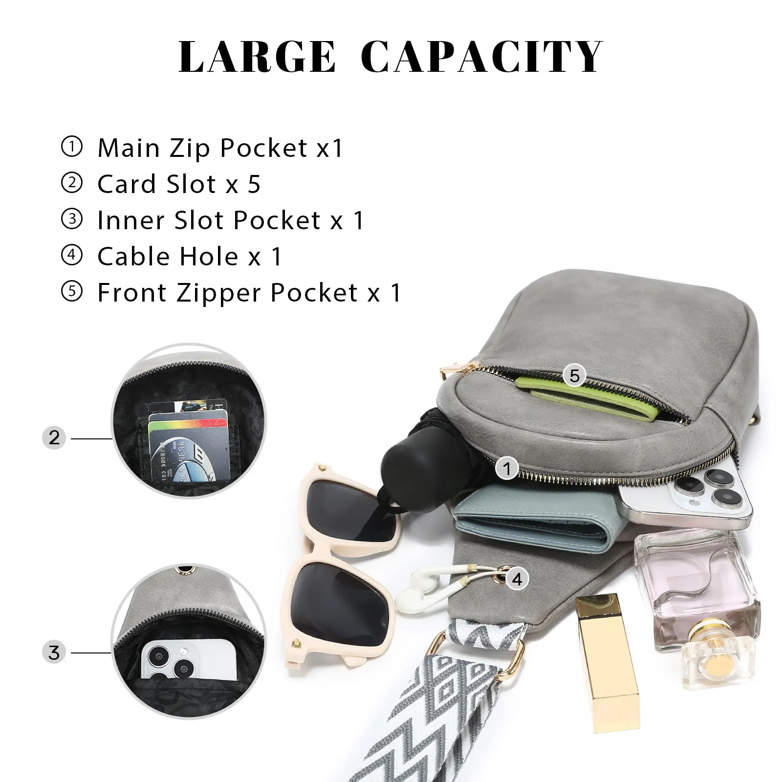 VONMAY Small Crossbody Bags for Women Sling Bag Purses Lightweight Chest Handbags Backpack for Hiking Cycling Work Travel