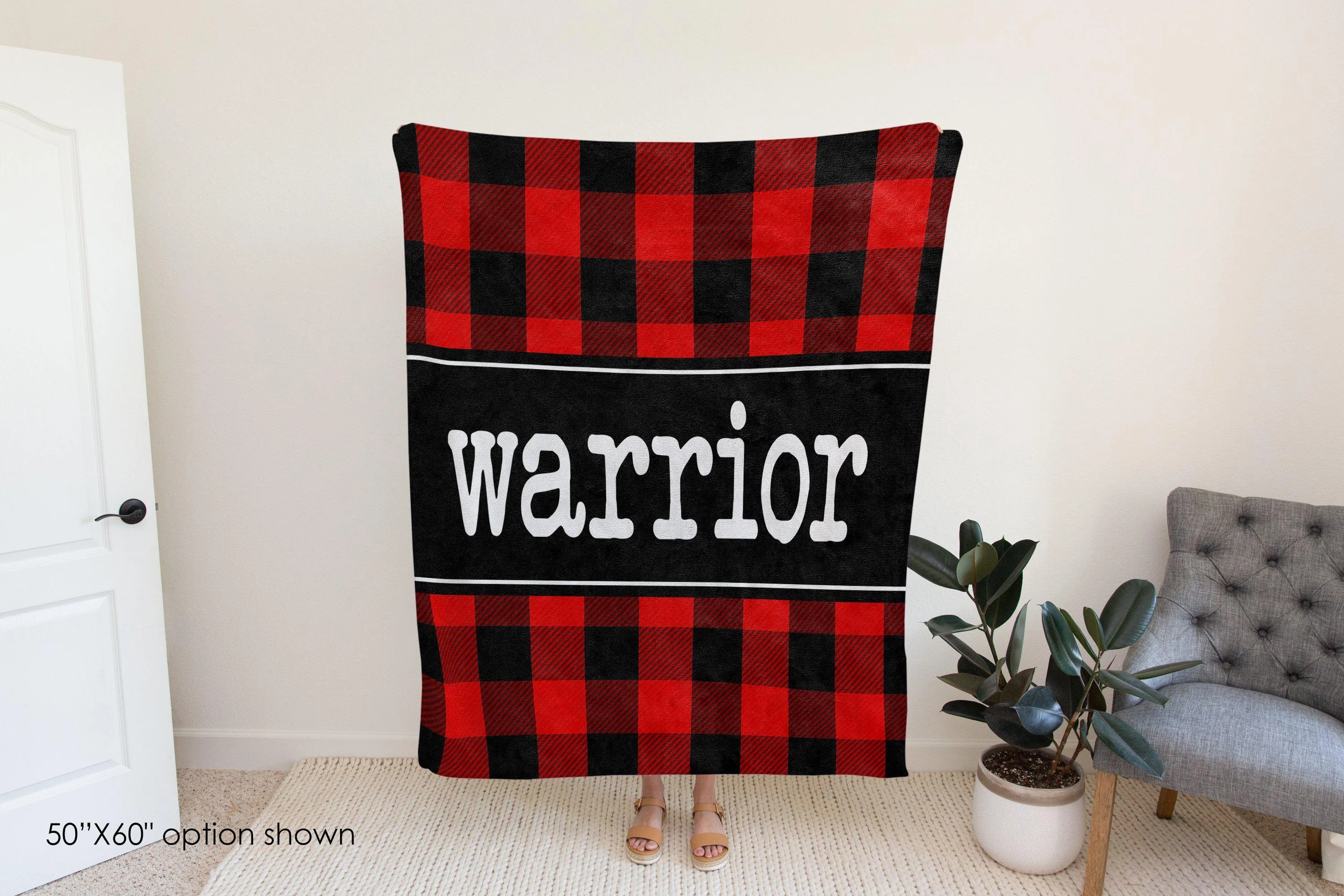 Warrior Buffalo Plaid Blanket