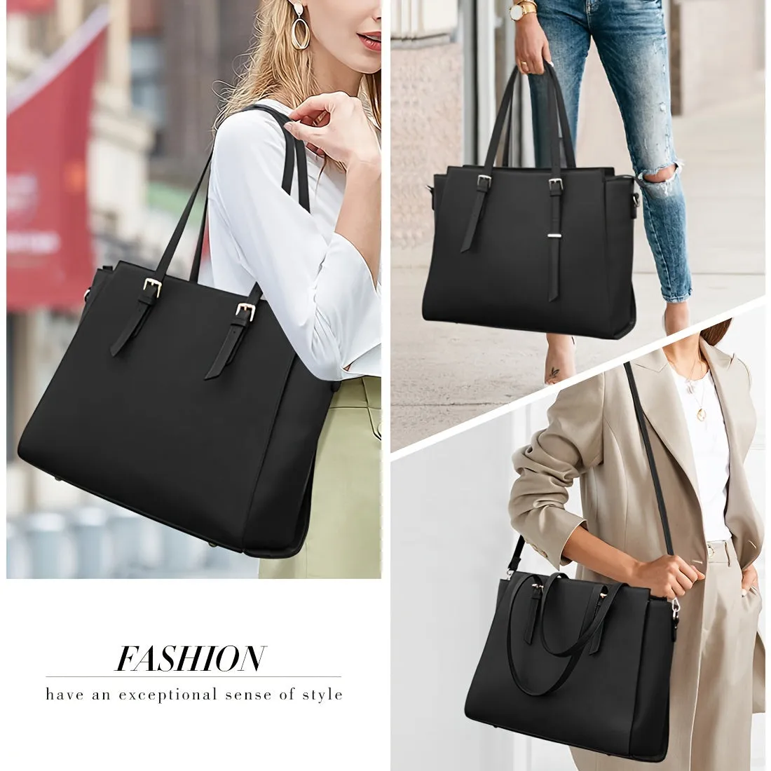 Waterproof Tote Bag With Laptop Compartment & Shoulder Strap